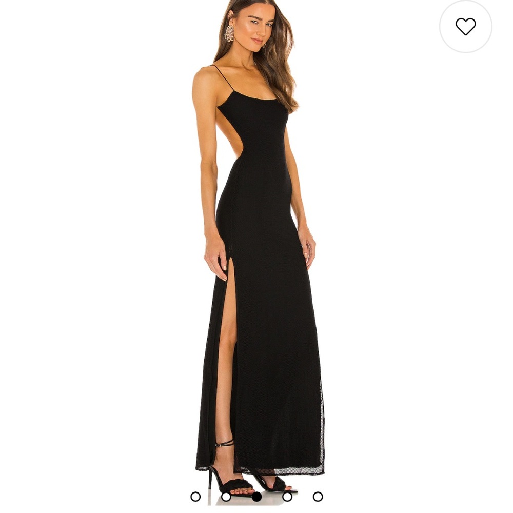 REVOLVE Black Spaghetti-Strap Maxi Dress with Side Cutouts